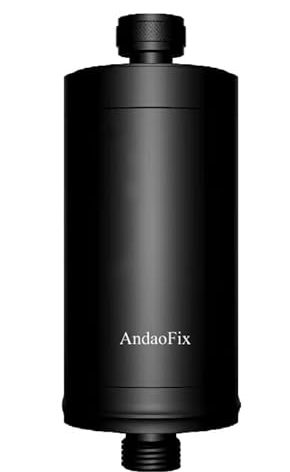 AndaoFix Metal Durable High Flow Shower Filter, 90% dechlorination effect, adsorbs heavy metals, balances the ph level of the water, relieves your skin from dryness, Matte Black Showerhead Filter