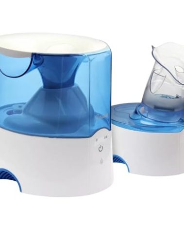 Crane Steam Inhaler & Warm Mist Humidifier, 0.5 Gallon, Humidifier FSA Eligible, Blue & White, Ideal Humidifiers for Bedroom, Sinus Inhaler, Vaporizer HSA, Vaporizer For Congestion