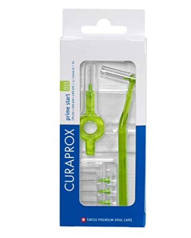 Curaprox Interdental Brush Starter Set CPS 011 Prime – ISO Size 3, Green | Includes 5 Brushes & 2 Holders for Effective Cleaning of Narrow Spaces | Swiss Made