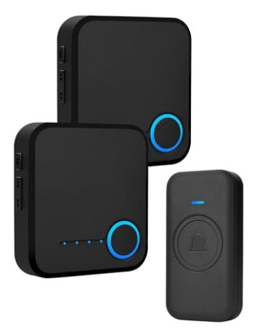 FOVKSUC Wireless Doorbell, Waterproof Door Bell with 60 Chimes, 5 Levels Volume and LED Flash, 1000ft Long Range Classroom Doorbell for Home Office Hospital (2 Receiver & 1 Button, Black)