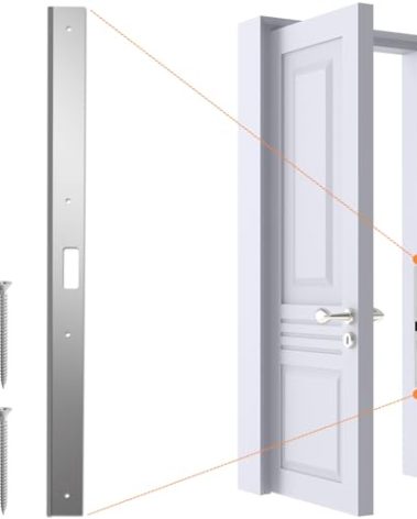 24" Interior Door Jamb Repair Kit for Interior Doors，Extended Door Strike Plate Reinforcement Plate for Interior Door Deadbolt, Fit Any Interior Door Jamb Door Frame (Satin Nickel)
