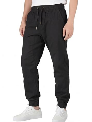ITALYMORN Black Joggers Men with Pockets (Black, Small)