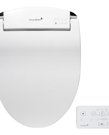 SmartBidet® SB-2400 Advanced Electric Smart Bidet Slim Profile Seat in Elongated White with Remote Control, LED Night Light, Stainless Steel Nozzle, Heated Seat, Warm Dryer