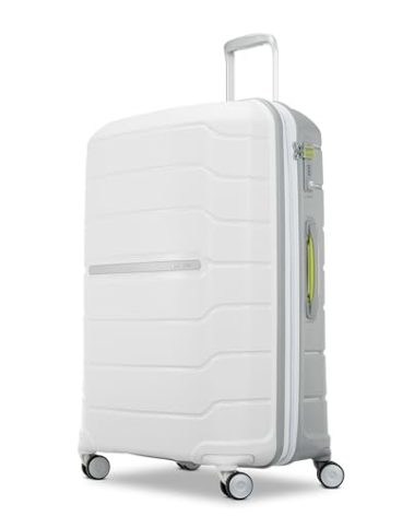 Samsonite Freeform 28-Inch Large Luggage with Dual 360° Spinner Wheels - Checked Suitcase - TSA Lock, Airline-Approved - Lightweight Durable Polypropylene Expandable Hardshell - White/Grey