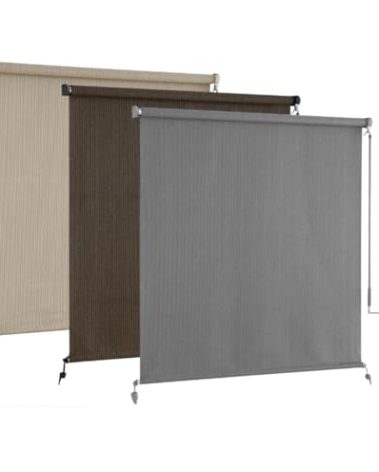 AOSKY Outdoor Roller Shades，Cordless Patio Shades Roll Up Outdoor Blinds，Roller Blinds Cloth for Porch Pergola Balcony Backyard Windows，72" W x 96" H，Grey