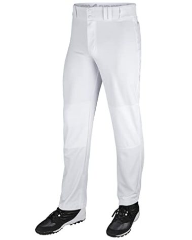 CHAMPRO Boys Open-Bottom Loose-Fit Baseball Pant with Adjustable Inseam and Reinforced Sliding Areas, White, Youth Large