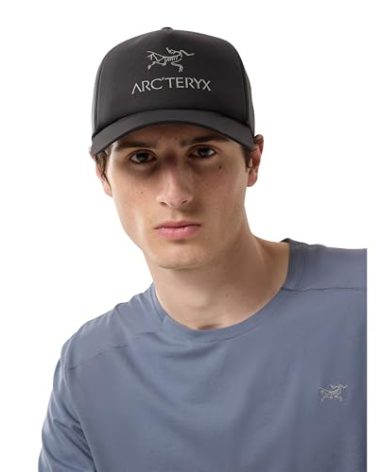 Arc'teryx Bird Word Trucker Curved Hat | Light Breathable Trucker Hat with Our Word Logo | Black/Graphite, One Size