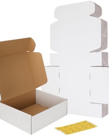 RLAVBL 12x10x4 Shipping Boxes Set of 15, White Corrugated Cardboard Mailer Box for Packing, Mailing, Business