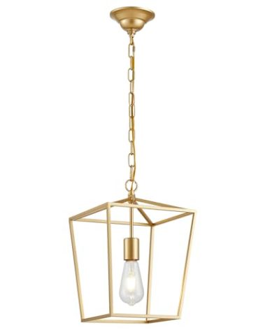 ANJIADENGSHI Lantern Pendant Light Lantern Iron Cage 1 E26 Bulbs Gold Chandelier for Dining Room Kitchen(Bulbs Not Included)