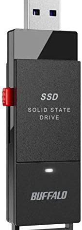BUFFALO External SSD 2TB - Up to 600MB/s - USB-C - USB-A - USB 3.2 Gen 2 (Compatible with PS4 / PS5 / Windows/Mac) - External Solid State Drive Stick - ‎‎SSD-PUT2.0U3B