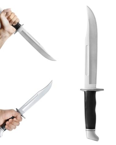 inin 13.5" Halloween Fake Rubber Knife,Safe Cosplay & Martial Arts Practice Prop,Ideal Halloween Costume Knife Decor. Black