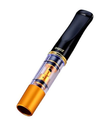 ZOBO Cigarette Filter Holder Microporous Multi-Filtering to Reduce Tar and Smoke Stains Portable Reusable Food Grade Plastic Compatible for Coarse (7.3mm-8mm) Cigarettes (with 1 Extra Mouthpiece) Gold