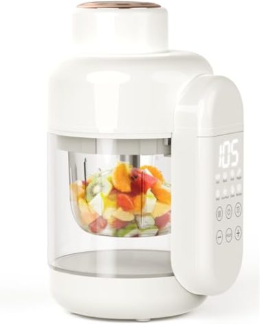 Dorfly Baby Food Maker Glass Reservoir & Bowl Glass Baby Food Processor 10oz Non Plastic Steamer and Blender One Step Puree Maker 6 Stainless Steel Blades Self Clean Timer Recipe