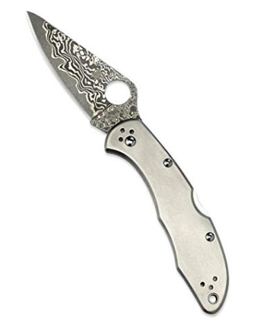 Spyderco Delica 4 Signature Knife with 2.9" Flat-Ground Damascus Steel Blade and Durable Stainless Steel Handle - PlainEdge - C11TIPD