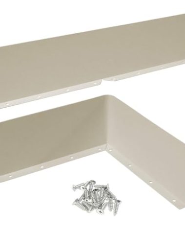 Bueyfolt 2Pcs 13.78" Rain Gutter Valley Splash Guards, Aluminum Gutter Splash Guard Straight & Bent Style 2 in 1, Roof Valley Splash Shield Gutter Guard Corner Bent Valley Splash Guards, Almond