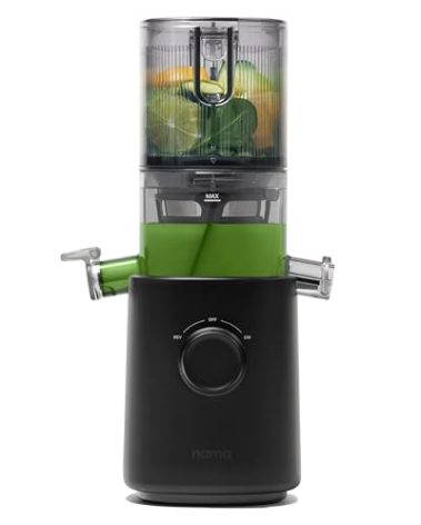 Nama J3 Compact Cold Press Juicer – Space Saving & Self Feeding for Hands-Free Operation – Lightweight, Portable Zero Waste Slow Masticating Juicer – Easy Cleanup & Assembly - Black