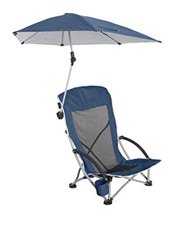 Sport-Brella Beach Chair with UPF 50+ Adjustable Umbrella, Midnight Blue