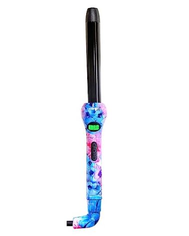 Eva NYC Healthy Heat Clip-Free Curling Wand, Tourmaline-Infused Hair Curler with Far-Infrared, Ceramic Wand Curling Iron, Hair Wand Styling Tool with Adjustable Heat, 1 Inch, Floral Frenzy
