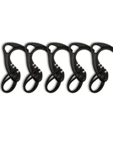 8TIMBER Gear Hook Black 5-Pack — Lightweight + Versatile S Hook for Backpacks and Closet Storage, S Carabiner Heavy Duty Alternative, S Carabiner Clip, S Hook for Quick and Easy Indoor or Outdoor Use