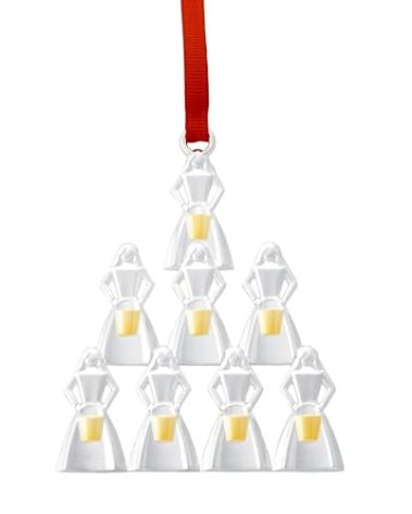 Nambé Holiday Ornament Eight Maids a Milking – Collectible Silver-Plated Christmas Tree Decoration with Gold Accents, Twelve Days of Christmas Series Keepsake, Seasonal Holiday Décor, 2.5” x 4”