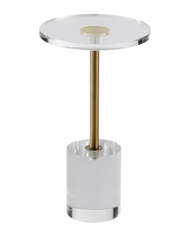 VEVOR Clear Acrylic Coffee Table, Acrylic Side Table with a Solid Base, 11.9 x 11.9 inch Round Tabletop, 21.4 inch High, for Coffee, Drink, Food, Snack Used in Living Room, Bedroom, and Study