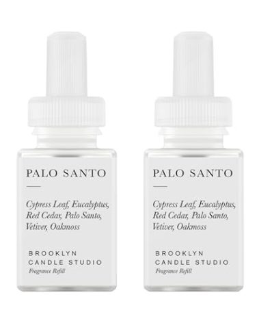 Pura & Brooklyn Candle Studio Home Scent Refill - Smart Air Diffuser - Up to 120-Hours of Luxury Fragrance per Refill - Home Essential - Clean & Safe Diffuser Fragrance - 2 Pack, Palo Santo