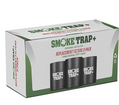 ECO Replacement Filter Cartridges For Smoke Trap + | Triple Replacement Filters - Zero Plastic Waste Replacement Filters - Maximum Air Flow While Exhaling - Long Lasting 500+ Exhales (3)