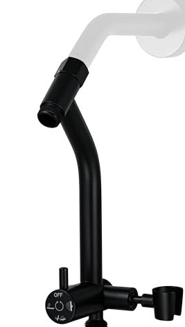 G-Promise Metal Shower Diverter with Low Handheld Holder, 3-Way Diverter Valve with Pause Mode for Handheld and Fixed Shower Head, 4-Settings Universal Bathing System Replacement Part(Matte Black)