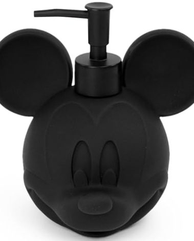Jay Franco Disney Mickey Mouse Soap Dispenser - Black Resin Lotion Pump - Bathroom Décor