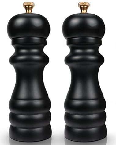 Salt and Pepper Grinders Set of 2, Manual Pepper Mill & Salt Grinder with Adjustable Ceramic Rotor & Stainless Steel Gasket, Refillable Black Salt & Pepper Shakers for BBQ Restaurant Kitchen