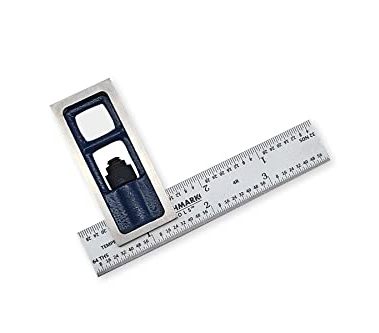Benchmark Tools 388176 4 inch Precision Double Square 4R Graduations Accurate to +/- 0.002 inch Over Length of Blade Hardened Stainless Steel Blade (4" Double Square)