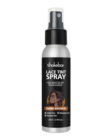 SHAKEBAR Lace Tint Spray for Wigs, Dark Brown, Infused with Argan Oil, Sodium Hyaluronate, 2.7 Fl Oz