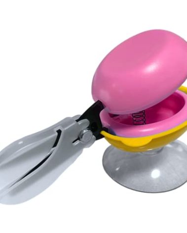 HARAC Tabletop Mounted Adaptive Scissors - Safe Scissors for Special Needs and Injured Hands - Spring Loaded Ambidextrous Handle, Non-Stick Blade, Made in Japan, Pink