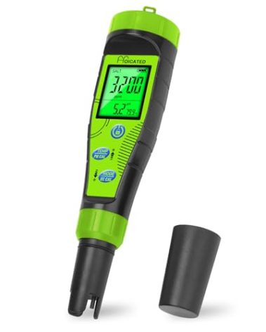 HOICATED Digital Pool Salt Tester for Swimming Pool Large Simultaneous Screen Salinity pH Meter for Koi Pond Aquarium Fish Tank Hot Tub EC Tester for Indoor Garden Hydroponics Water Quality Tester