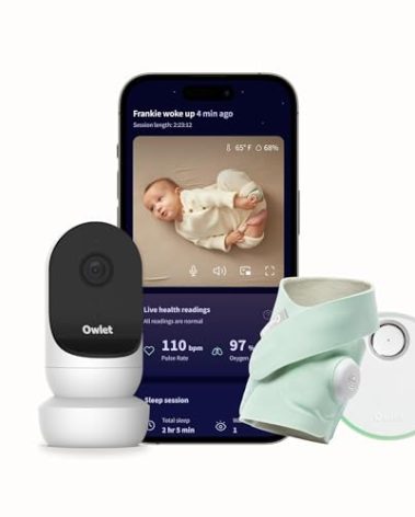 Owlet Dream Duo (Gen 2) Smart Baby Monitor Bundle – HD Video Camera + Wearable Sock Tracks Baby’s Oxygen, Heart Rate & Sleep