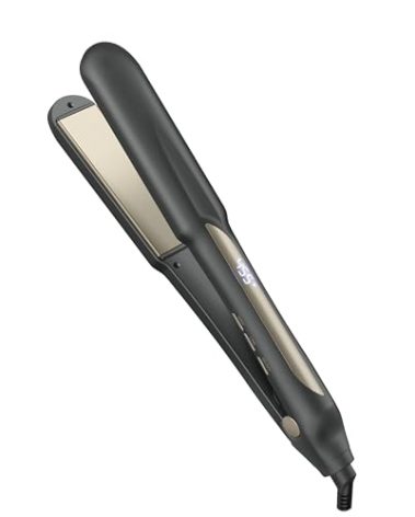 Infiniti PRO CONAIR Tourmaline Ceramic 1 ¼-Inch Flat Iron Digital Hair Straightener, 1 ¼-Inch Flat Iron to Straighten or Curl, 5 Heat Settings, for All Hair Types and Textures, Dark Gray