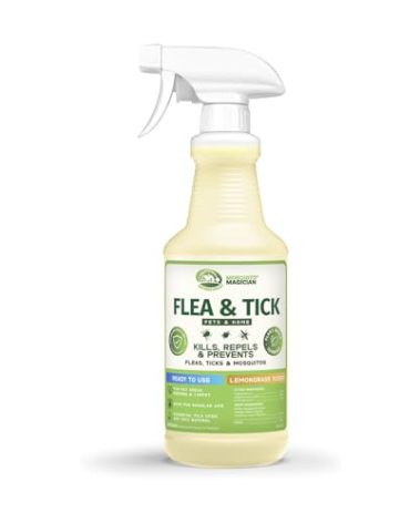 Mosquito Magician Indoor and Outdoor Spray - Use for Carpet, Furniture, Bedding, Couches & Pets – Plant-Sourced with Essential Oil – Lemongrass, 32 OZ