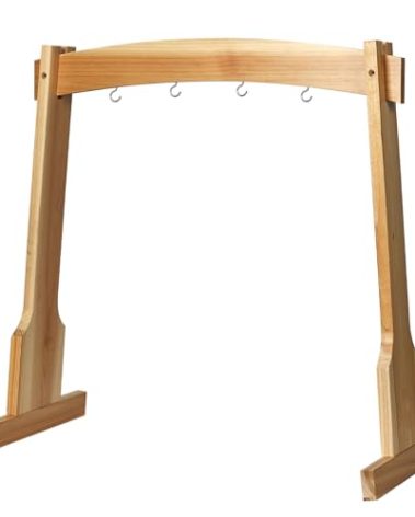 Amcortn 14" Gong Stands, Wind Chimes Wood Stand with Base for 1 Gong or 4 Chimes, Light & Portable Multipurpose Stand, Easy Assembly for Sound Healing, Meditation, Yoga