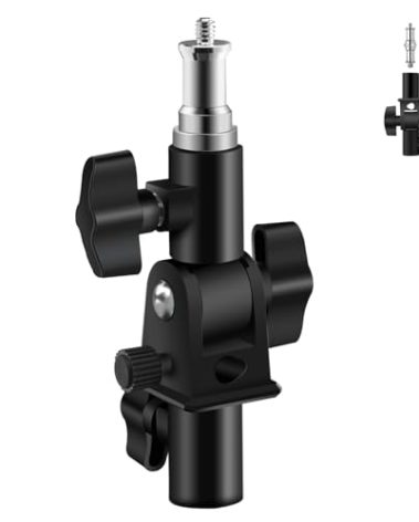 WELLMAKING U-Shape Camera Flash 180°Swivel Mount Bracket with Standard 1/4 to 3/8 inch Metal Male Screw Spigot Stud Compatible for Umbrella Softbox Reflector Holder Stand for Video Light Studio Light