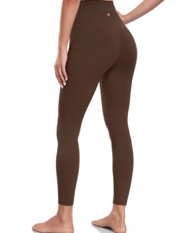 HeyNuts Pure&Plain Yoga Pro 7/8 Leggings for Women, High Waisted Compression Tummy Control Workout Buttery Soft Pants 25'' Java Coffee XS(0/2)