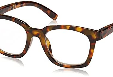 Peepers by PeeperSpecs Women's to The Max Square Blue Light Blocking Reading Glasses, Tortoise, 49 + 1.75
