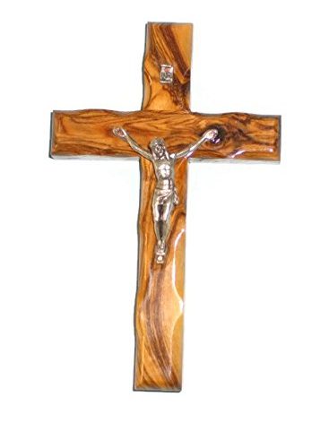 HolyRoses Olive Wood Christian Wall Crucifix Cross Handcrafted in Bethlehem (8" / 20 cm)
