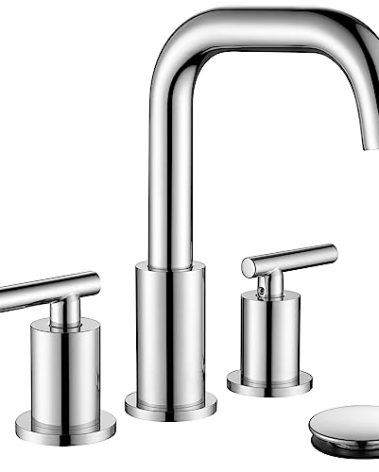 8 inch Widespread Bathroom Faucet, 2 Handle 3 Hole Bathroom Faucet Chrome with Sink Drain and Water Faucet Supply Hose, ChiLDano Bathroom Water Faucets CH3166CP