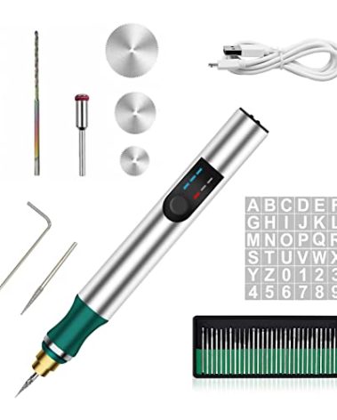 Electric Engraving Pen with 36 Stencils,25W Cordless Etching Engraving Tool with 35bits,USB Rechargeable Mini Micro Professional Engraver Machines for Jewelry Wood Metal Glass Stone Plastic (Green)