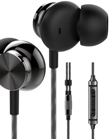 Betron BS10 Earphones Wired Headphones in Ear Noise Isolating Earbuds with Microphone and Volume Control Powerful Bass Driven Sound, 12mm Large Drivers, Ergonomic Design