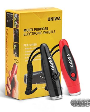 UNIWA Electronic Whistles, 2 Pack Handheld 3 Tone High Volume Electric Whistle with Lanyard for Teacher Coach Referee, Loudest Emergency Whistle Volleyball Soccer Sports Whistle