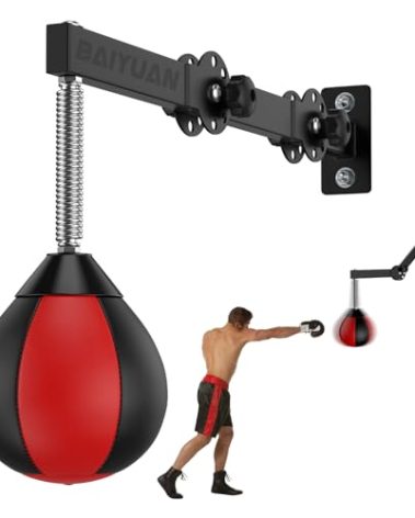Speed Bag for Boxing, Punching Bag Wall Mount Height Adjustable & Fold Speed Bags Wall Bracket Reflex Ball, Boxing Bag as Adults Teens and Kids, Fits Home Gym Workout