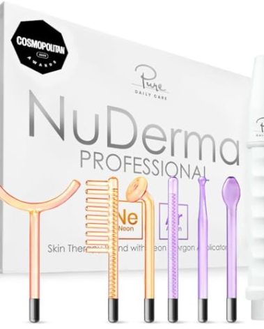 NuDerma Professional Skin Therapy Wand - Portable Skin Therapy Machine with 6 Neon & Argon Wands – Boost Your Skin – Clear Firm & Tighten