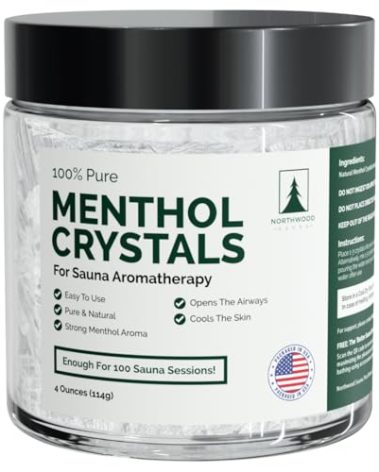 Northwood Sauna - Sauna Menthol Crystals - 100% Pure & Natural - Cooling Aromatherapy Scent & Ice Sensation - 4 Ounces