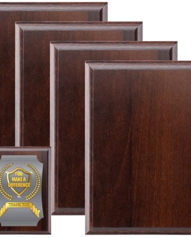 Memorywuu 4 Pcs DIY Blank Award Plaques Personalized Engraved Plaques Wooden Trophy Gift for Thank You, Photo, School, Sports, Special Achievements, Retirement(5 x 7 Inch,Cherry Color)